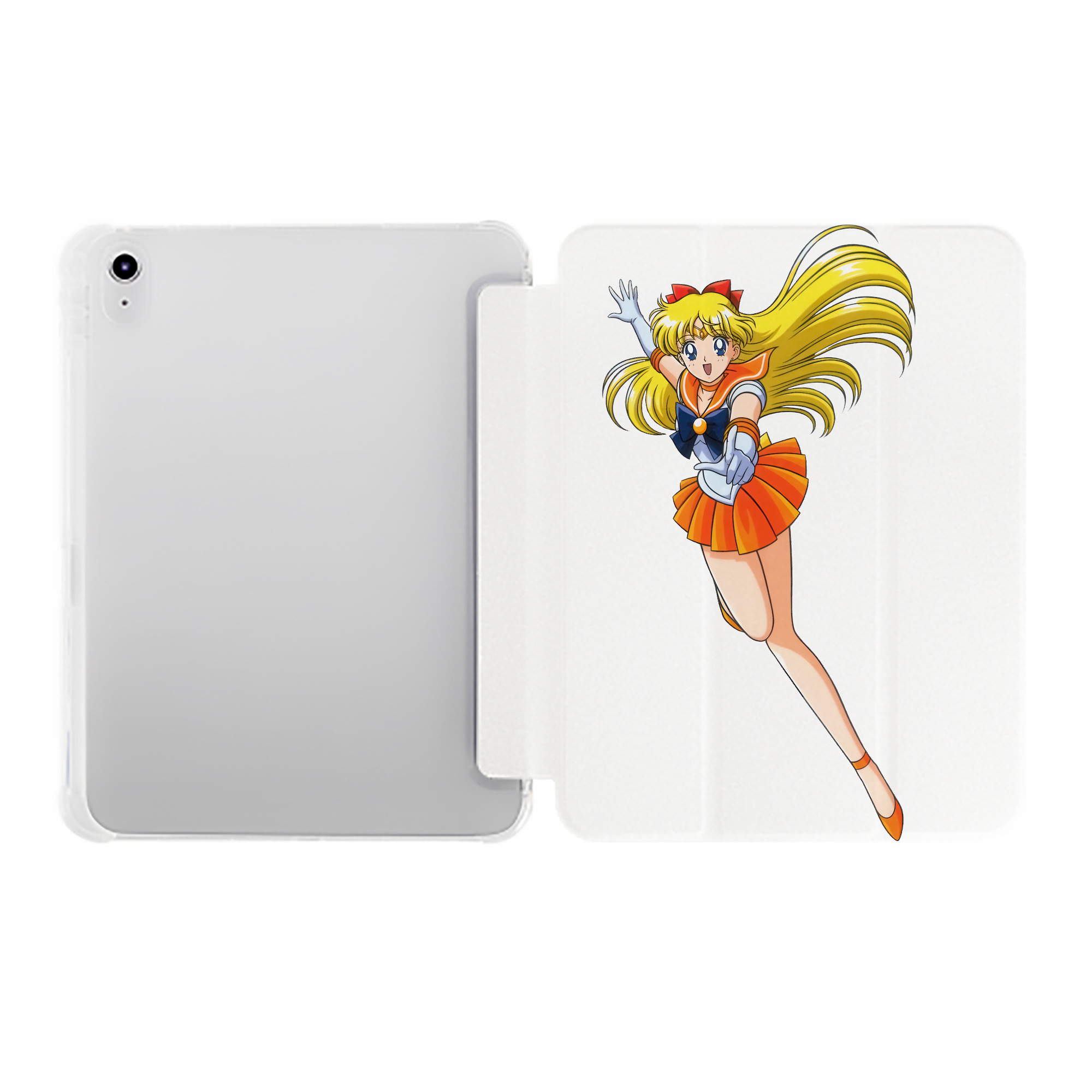 （画像用） 美少女戦士セーラームーン 愛野 美奈子 あいの みなこ Sailor Moon Aino Minako IPad ケース ペン収納付き 三つ折りスタンド PUレザー×シリコン 対応機種9.5/10.5/10.9インチ